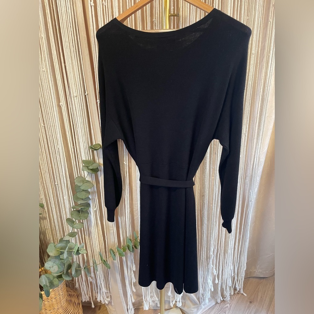New With Tags Lane Bryant Black Knit Long Sleeve Dress with Belt size 18/20 - Picture 3 of 7
